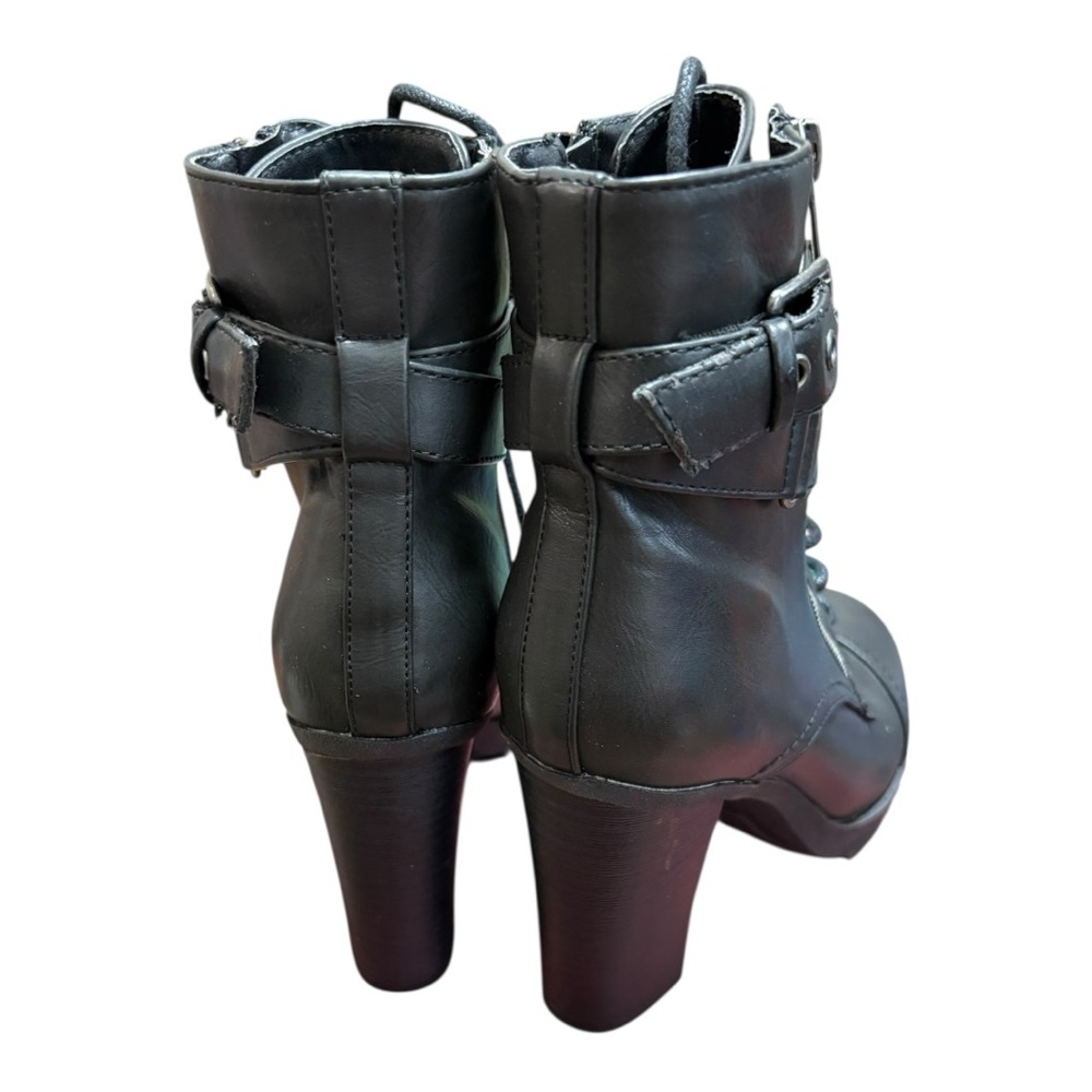 Jameson Black Combat Moto Boots with Rugged Sole and Lace-Up Design size 7 - Picture 5 of 7